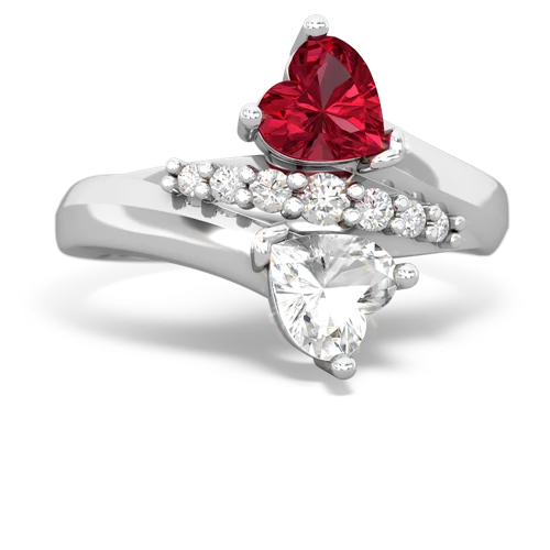 lab ruby-white topaz modern ring