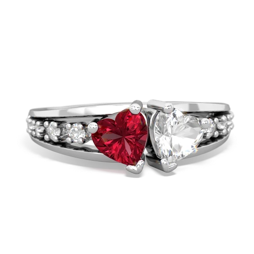 lab ruby-white topaz modern ring