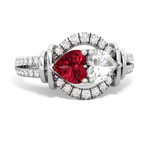 lab ruby-white topaz pave keepsake ring