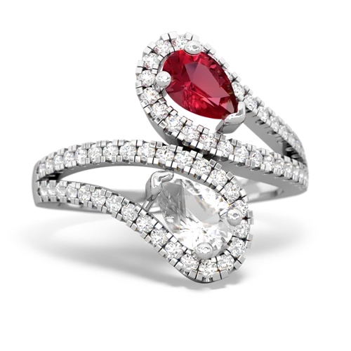 lab ruby-white topaz pave swirls ring