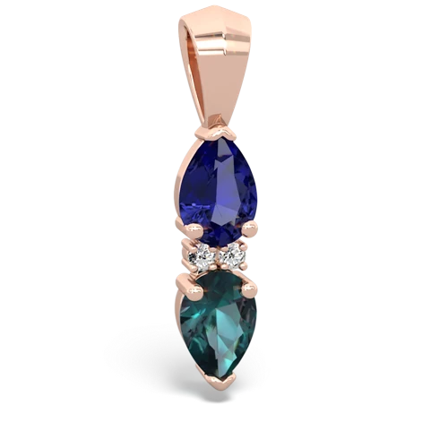 lab sapphire-alexandrite bowtie pendant