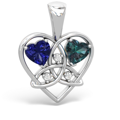 lab sapphire-alexandrite celtic heart pendant