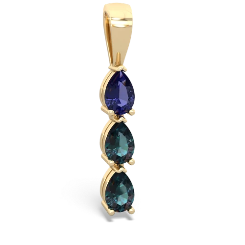 lab sapphire-alexandrite three stone pendant