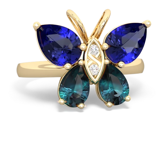 lab sapphire-alexandrite butterfly ring