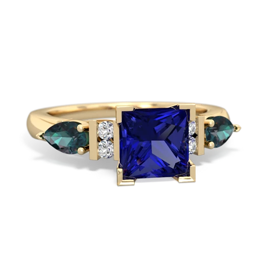 lab sapphire-alexandrite engagement ring