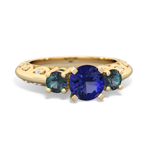 lab sapphire-alexandrite engagement ring