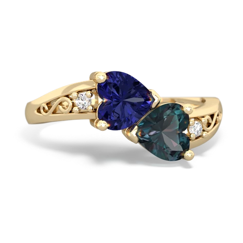 lab sapphire-alexandrite filligree ring