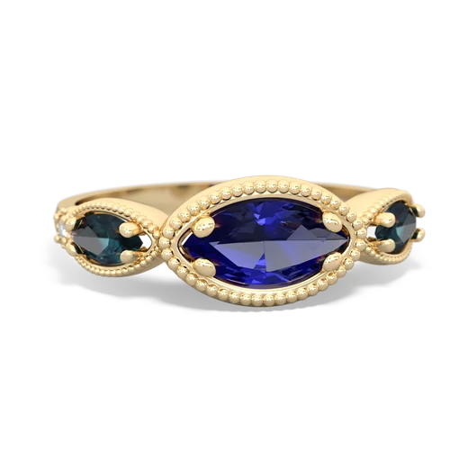 lab sapphire-alexandrite milgrain marquise ring