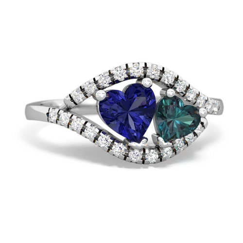 lab sapphire-alexandrite mother child ring