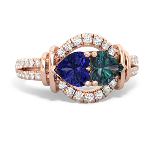 lab sapphire-alexandrite pave keepsake ring