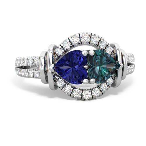 lab sapphire-alexandrite pave keepsake ring