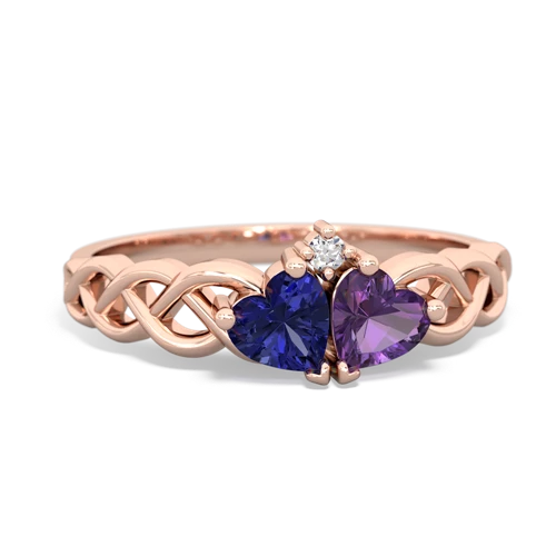 lab sapphire-amethyst celtic braid ring