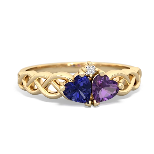 lab sapphire-amethyst celtic braid ring