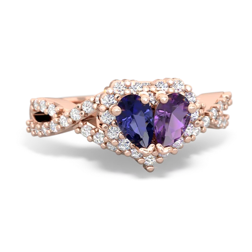 lab sapphire-amethyst engagement ring