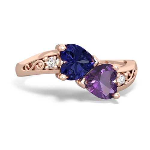 lab sapphire-amethyst filligree ring