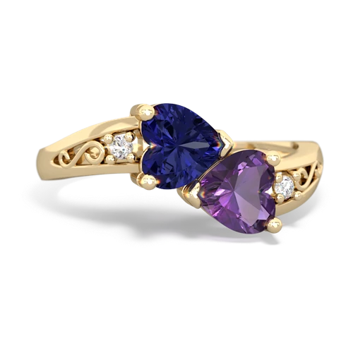 lab sapphire-amethyst filligree ring