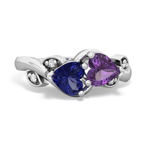 lab sapphire-amethyst floral keepsake ring