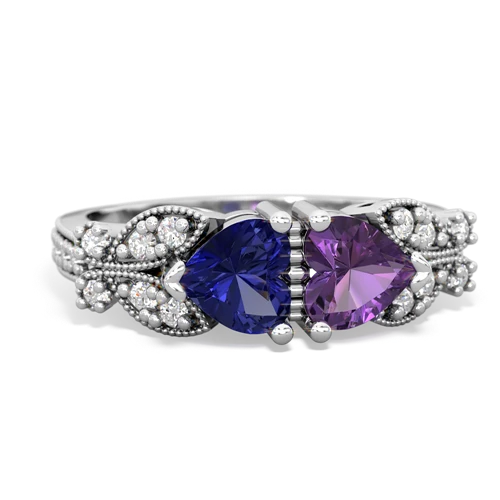 lab sapphire-amethyst keepsake butterfly ring