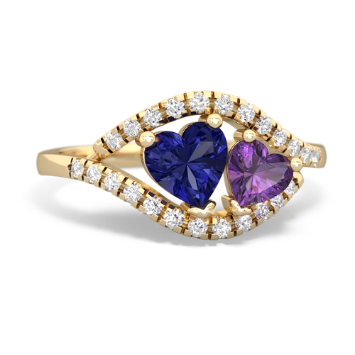 lab sapphire-amethyst mother child ring