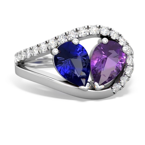 lab sapphire-amethyst pave heart ring