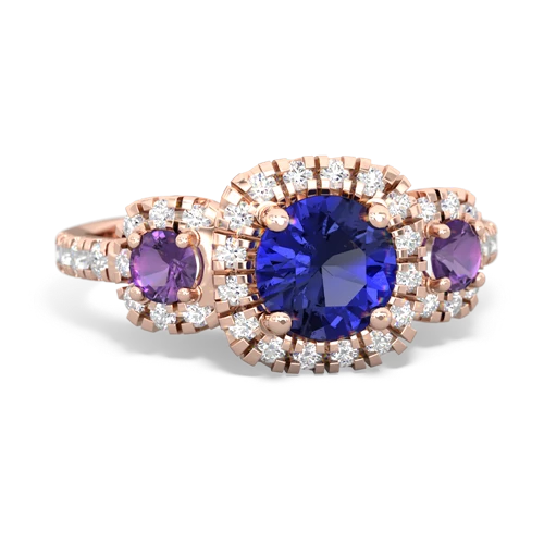 lab sapphire-amethyst three stone regal ring