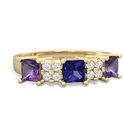 lab sapphire-amethyst timeless ring