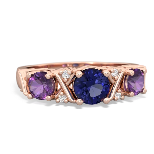 lab sapphire-amethyst timeless ring