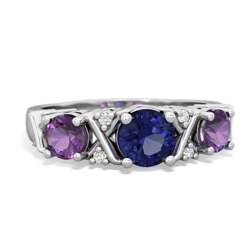 lab sapphire-amethyst timeless ring