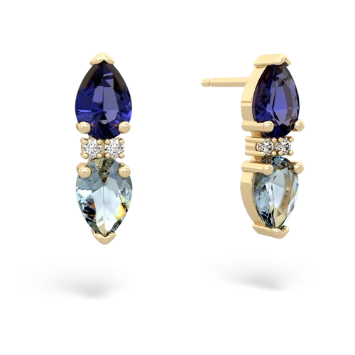 lab sapphire-aquamarine bowtie earrings