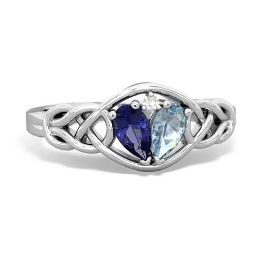 lab sapphire-aquamarine celtic knot ring