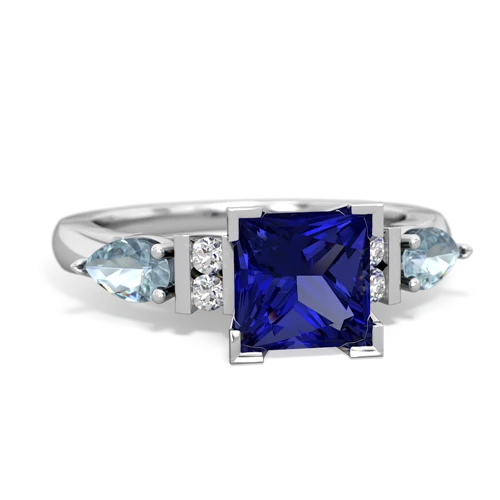 lab sapphire-aquamarine engagement ring