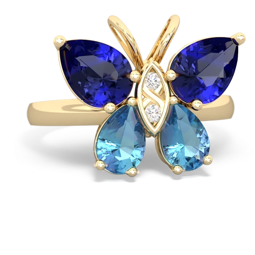 lab sapphire-blue topaz butterfly ring