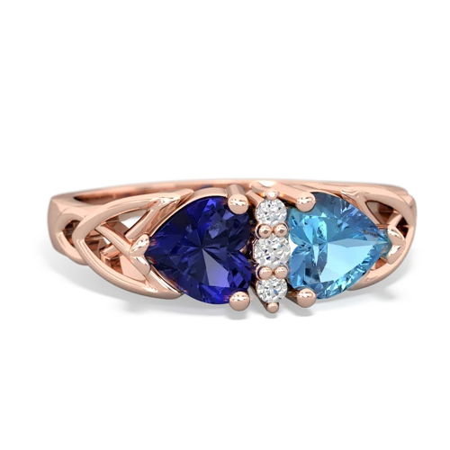 lab sapphire-blue topaz celtic ring