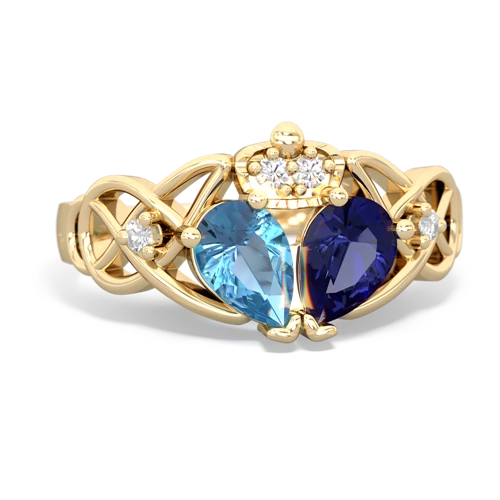 lab sapphire-blue topaz claddagh ring