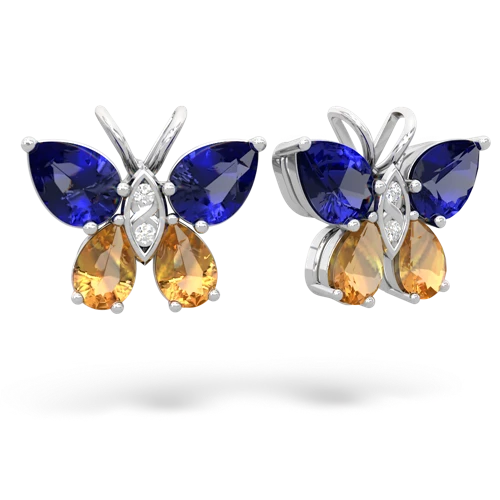 lab sapphire-citrine butterfly earrings