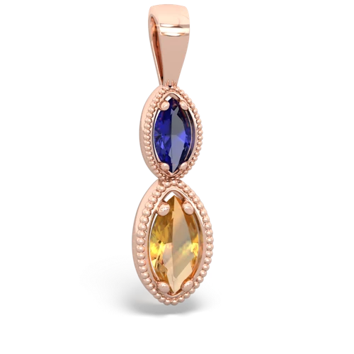 lab sapphire-citrine antique milgrain pendant