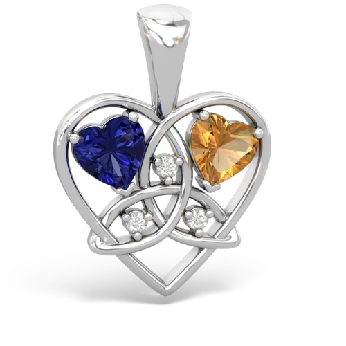 lab sapphire-citrine celtic heart pendant