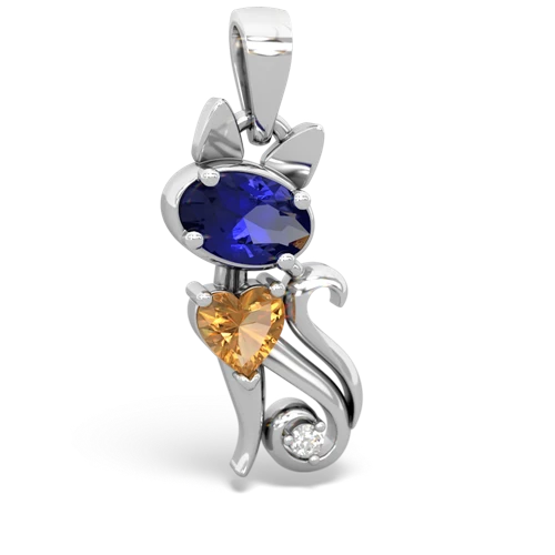 lab sapphire-citrine kitten pendant