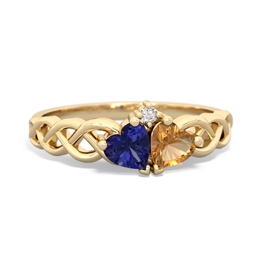 lab sapphire-citrine celtic braid ring