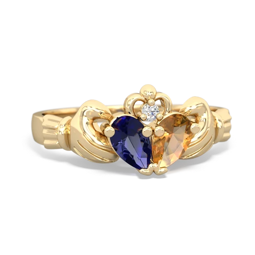 lab sapphire-citrine claddagh ring