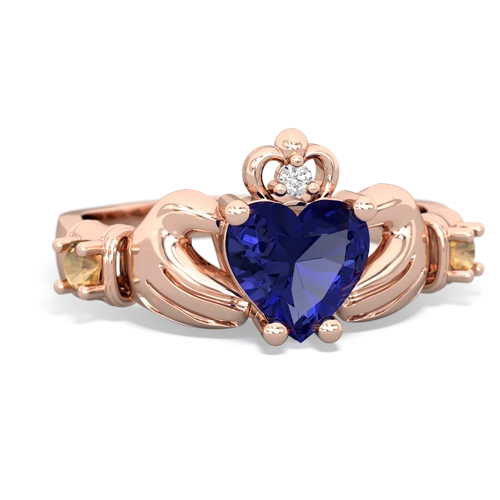 lab sapphire-citrine claddagh ring