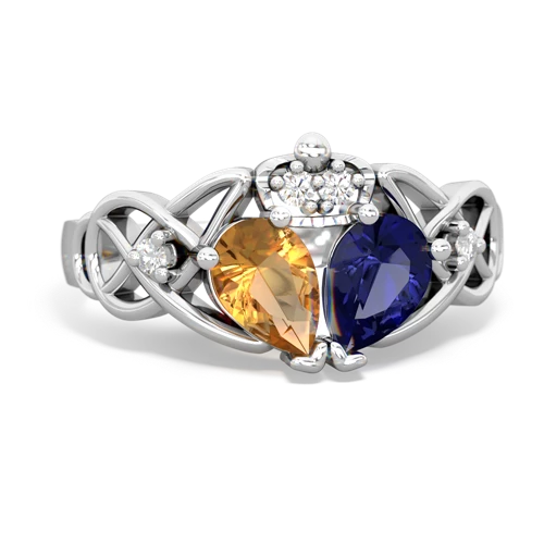 lab sapphire-citrine claddagh ring