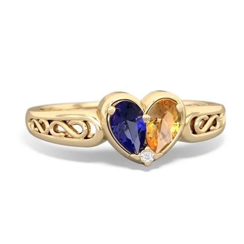 lab sapphire-citrine filligree ring