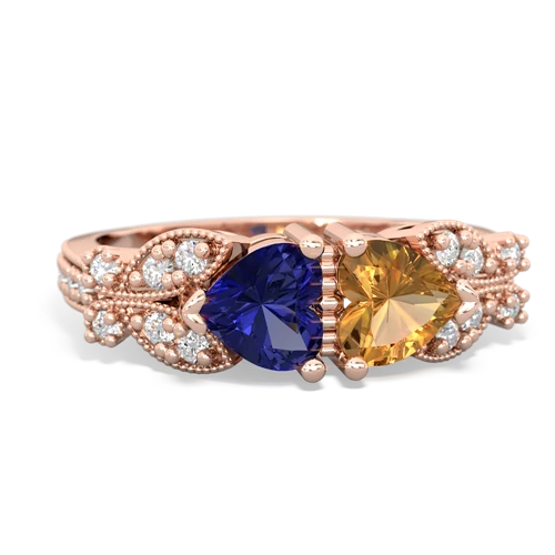 lab sapphire-citrine keepsake butterfly ring