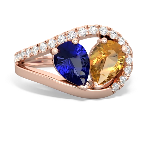 lab sapphire-citrine pave heart ring