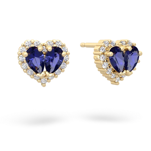 lab sapphire halo-heart earrings