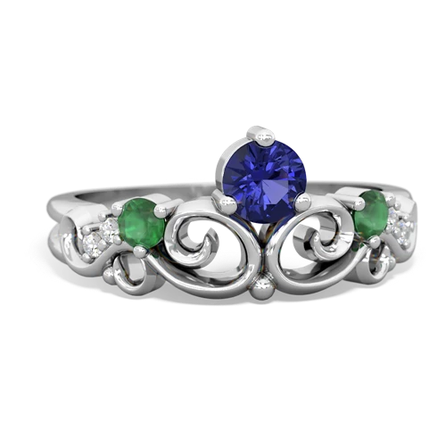 lab sapphire-emerald crown keepsake ring