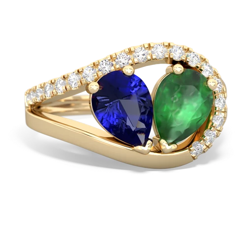 lab sapphire-emerald pave heart ring