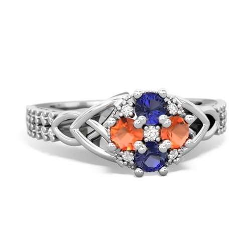 lab sapphire-fire opal engagement ring