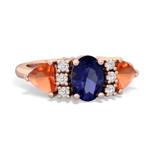 lab sapphire-fire opal timeless ring